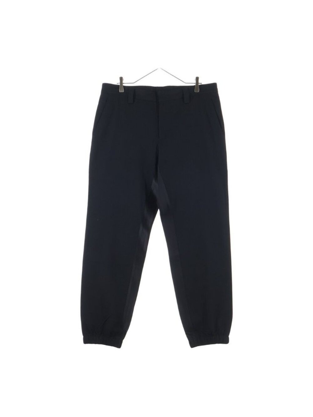 Prada Drawstring Wool Jogger Pants Triangle Logo Tape Easy Black